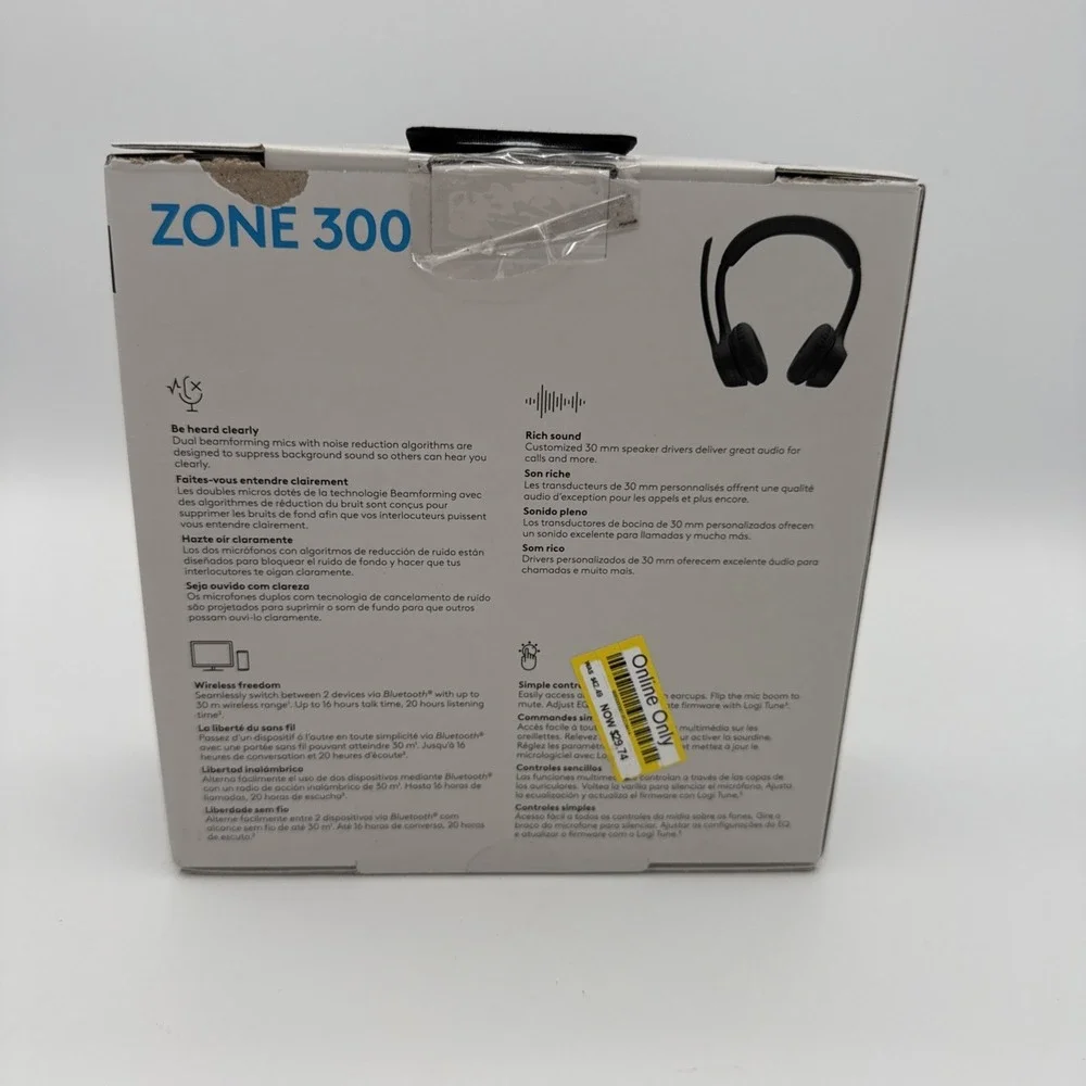Logitech Zone 300 Wireless Bluetooth Headset PC , Mac, Chrome, Linux, iOS Black